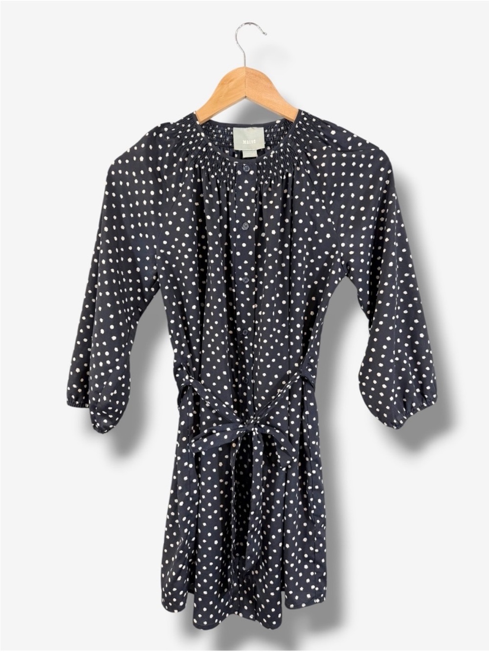 Anthropologie Maeve Button Front Shirt Dress Sz SP Belted Tie Waist Boho Casual